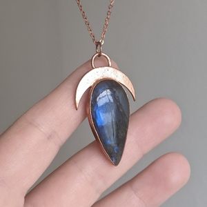 Labradorite Moon Copper Necklace